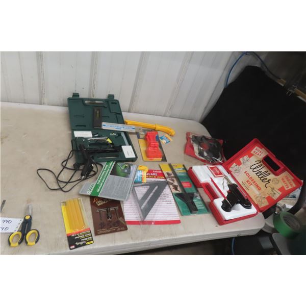 New Soldering Gun, Glue Gun, Stapler, Square Level, Guide Plate