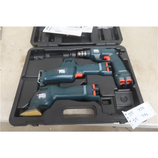 Black and Decker 7.2V Cordless Drill, Saw, and Sander, No Charger or Battery