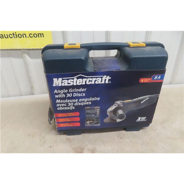 New Mastercraft Angle Grinder, Case, 30 Discs