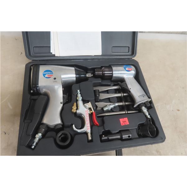 New Campbell Hausfeld Air Tool 1/2 Inch Impact and Chisel With Case and Accessories