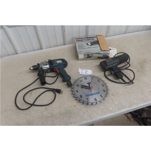 Black and Decker SA Drill / Heat Gun / Carpenters Saw Block Style Clock