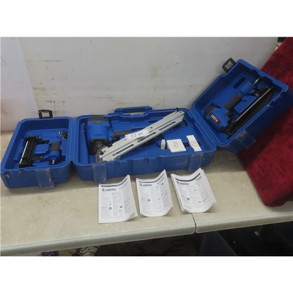 Campbell Hausfeld Air Framing Nailer, Brad Nailer, Finishing Nailer w/ case & manuals