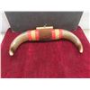 Image 5 : Polished Steer Horns Mounted On Wooden Base With Approximately 19" Spread