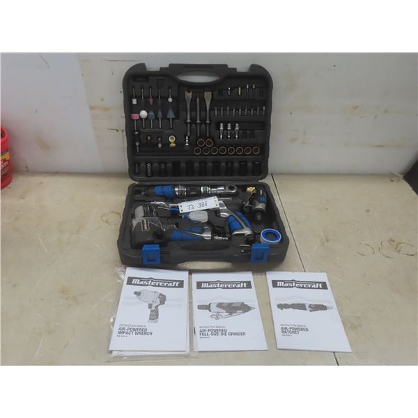 New Mastercraft Air Tool Set With Ratchet, Grinder, Impact Wrench And Accessories