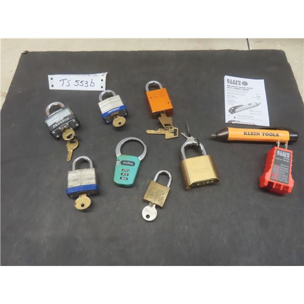 6 Padlocks with Keys, 1 Combination Lock - No Code, Non Contact Voltage Tester