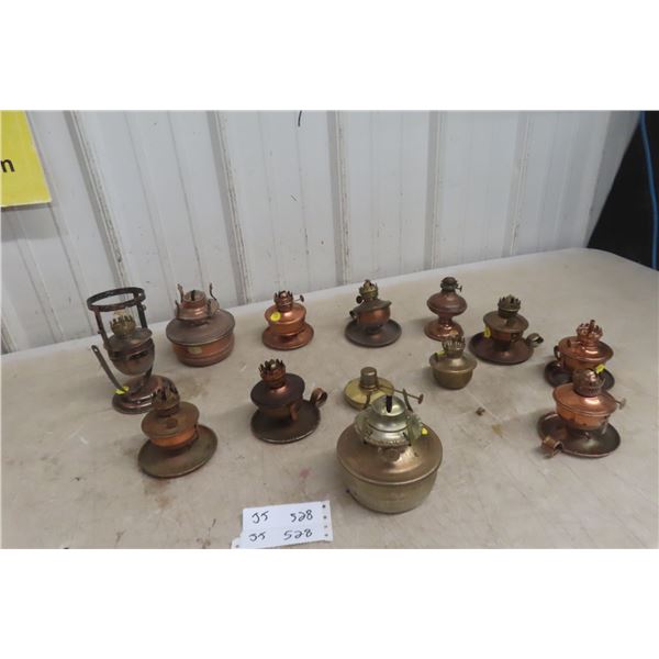 Copper and Brass Coal Oil Lamp, No Chimney