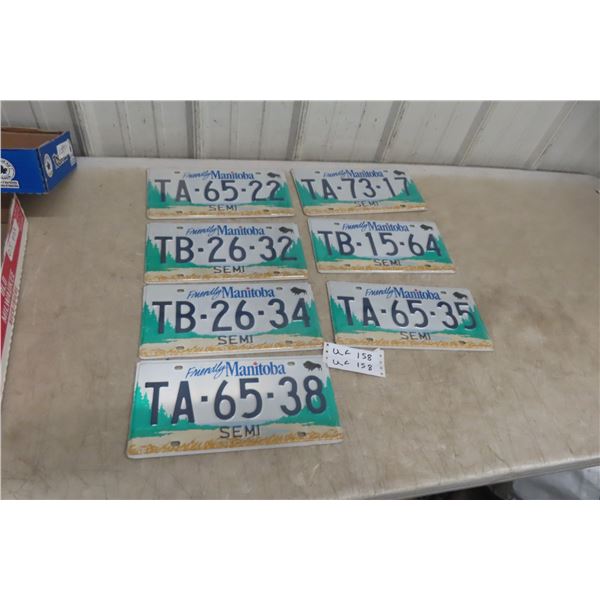 Seven Manitoba Semi License Plates, New Condition