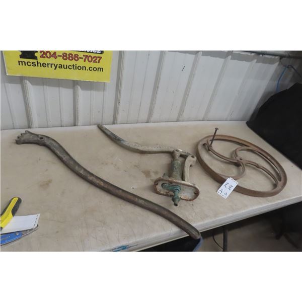 Hand Water Pump w/ Extra Handle and Drive Wheel 20" Diameter