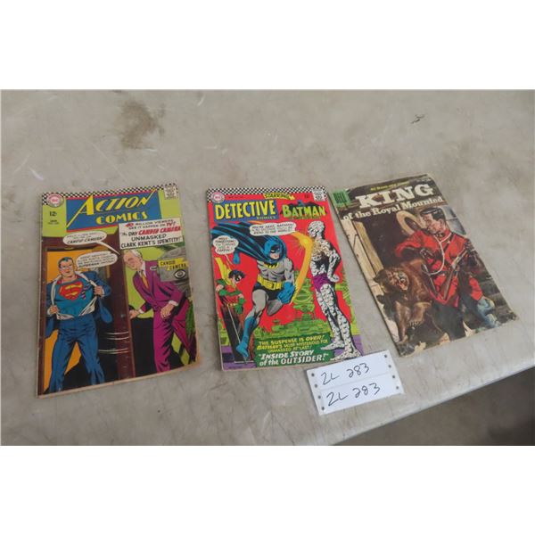 3 Comics, DC 12¢ Action Comic, DC Detective Comics, Royal Mounted