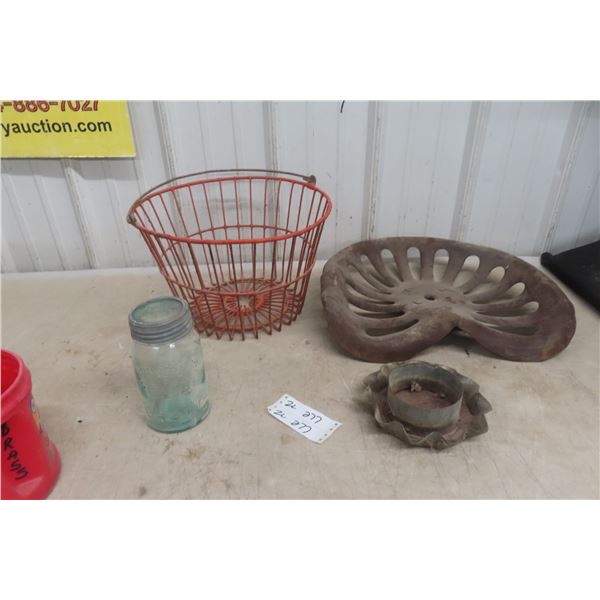 Egg Basket Implement Set, Cream Crate Chicken Water Dish