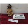 Image 1 : Soapstone Plaque Signed 4" x 6" and Carlson Afterwind Doll 6" Tall