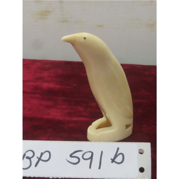 Vintage Inuit Hand Carved Penguin Carved From Bone 4" Tall