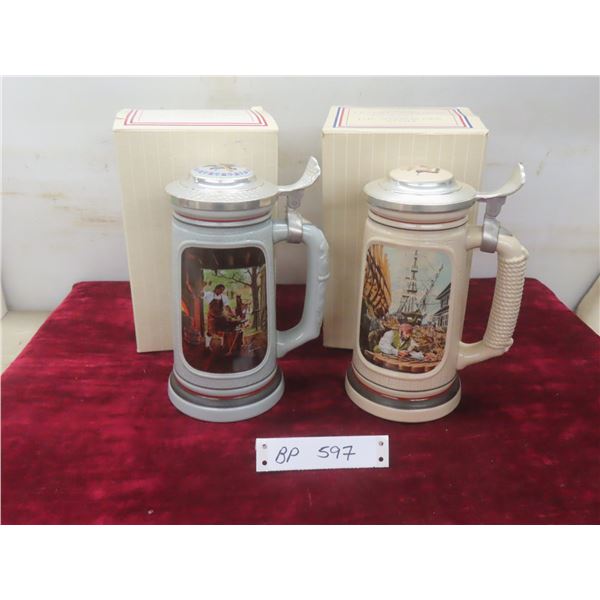 2 Avon Steins: The Blacksmith and The Shipbuilder Both 9" With Original Boxes