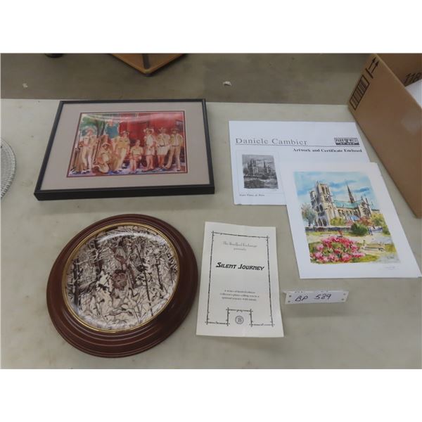 Silent Journey Collector Plate With Frame Daniel Cambie Art With COA and Framed Picture Ambassadors