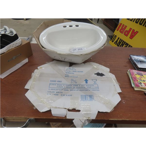 New White Oval Drop In Sink 20" x 17"