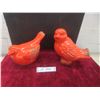 Image 1 : Mid Century Orange Art Pottery Bird Figurine Tallest 8" H