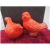 Image 6 : Mid Century Orange Art Pottery Bird Figurine Tallest 8" H