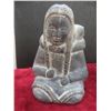 Image 4 : Painted Rock 7" x 4" With Soapstone Style Figure, Bird Figure, and Drum