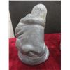 Image 6 : Painted Rock 7" x 4" With Soapstone Style Figure, Bird Figure, and Drum