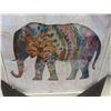 Image 3 : Leather Tooled Tripod Folding Stool With Camel Design and Framed Elephant Picture 13 1/2" x 13 1/2"
