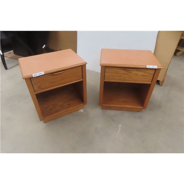 2 Oak Nightstands or End Tables 24" x 16" x 22".