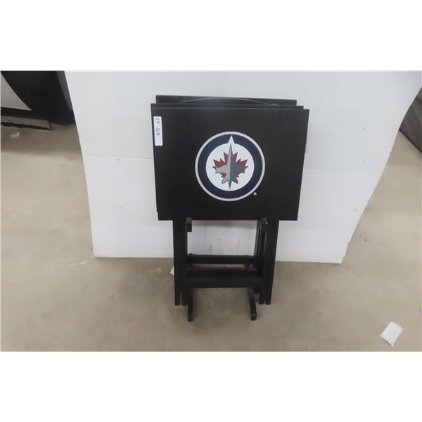 3-Piece Winnipeg Jets TV Table Set With Rack.