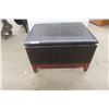 Image 10 : Leather or Leather-Style Storage Ottoman With Hinged Top 19" x 29" x 24".