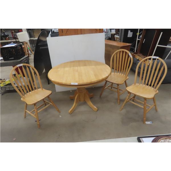 Pedestal Table 29" High, 42" Diameter With 3 Chairs.