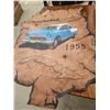Image 2 : SS Chevy Painted on Leather 36" x 48", Wood Dagger Display, Tray and Cup