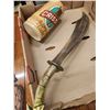 Image 4 : SS Chevy Painted on Leather 36" x 48", Wood Dagger Display, Tray and Cup
