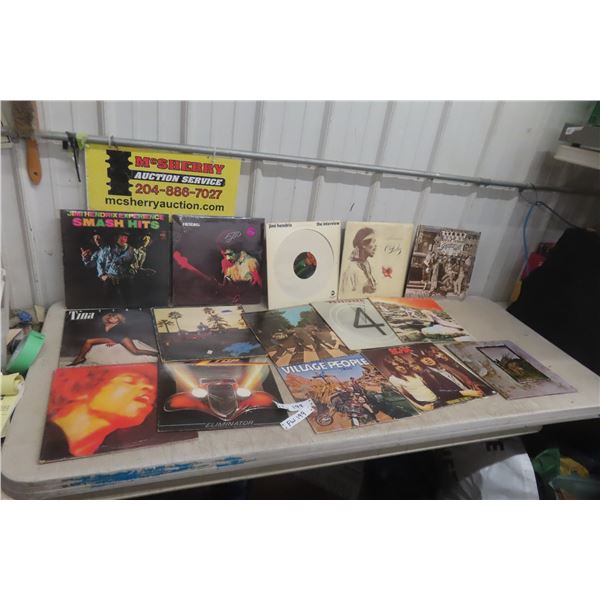 15 Rock and Roll Records Including 5 Jimi Hendrix, 2 Led Zeppelin, AC/DC, Foreigner, Village People