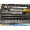 Image 5 : 2 New Husky Molded Mini Mouth Bag, Jobmate Utility Knives, 1/4" Ratchet, Socket Driver Bits and Mas