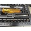 Image 6 : 2 New Husky Molded Mini Mouth Bag, Jobmate Utility Knives, 1/4" Ratchet, Socket Driver Bits and Mas