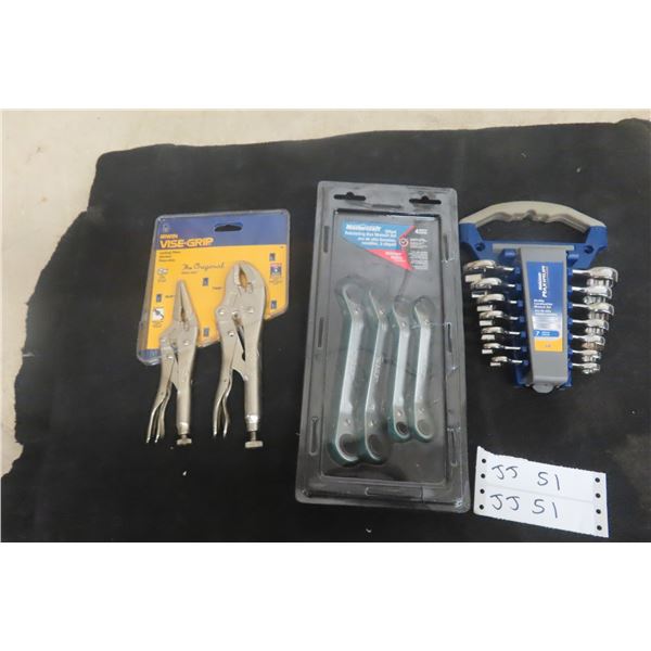 New Mastercraft Metric Ratchet Wrench, Mastercraft SAE Wrench, Irwin Vise Grips