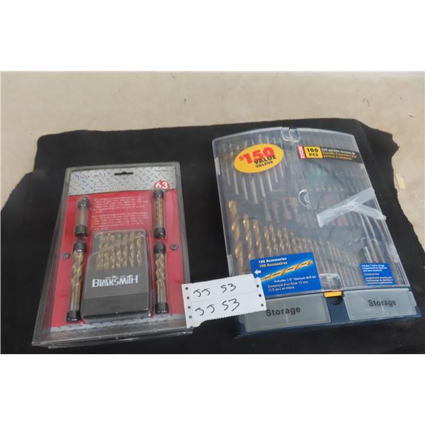 2 New Sets of Drill Bits, Ryobi 100 Piece and Mr Blacksmith 63 Piece