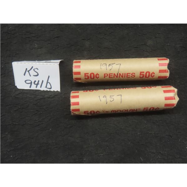 2 Rolls Of 1957 Canada Pennies