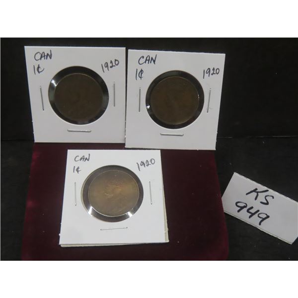 3 1920 Canada Large Cents