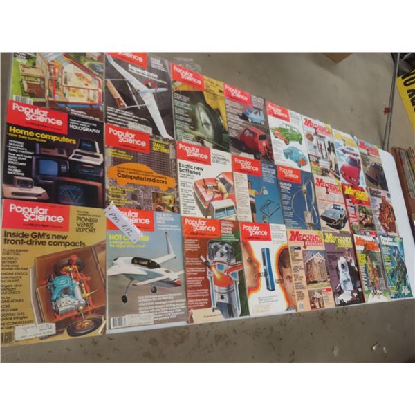 24 Magazines: Popular Science, Mechanix Illustrated, Popular Mechanics 1970s–80s