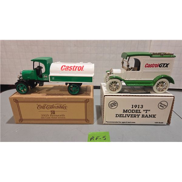 Castrol 1/34 Scale 1925 Kenworth Die-Cast, 1/25 1913 Model T Delivery Bank.