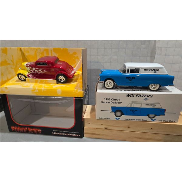 Two Wix Die Cast 1/25 - 1955 Chevrolet Sedan Delivery, 1934 Ford Coupe.