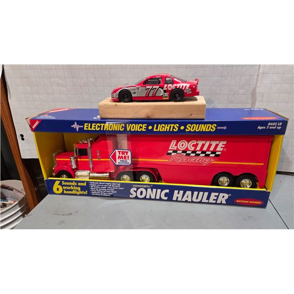 Loctite Racing Hauler 23 Inch With #77 Race Car and Racing Caps.