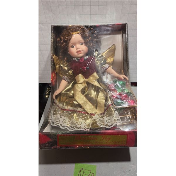 14 Inch Precious Joy Christmas Porcelain Faced Angel Doll.