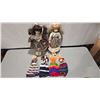 Image 2 : Two 15 Inch Porcelain Dolls, 1 On Stand, Four 11 Inch Dolls With Hand Made Dresses