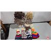 Image 5 : Two 15 Inch Porcelain Dolls, 1 On Stand, Four 11 Inch Dolls With Hand Made Dresses