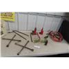 Image 1 : 2 Hydraulic Jacks, 12' Heavy-Duty Booster Cables, 2 T-Wheel Wrenches, 2 Tire Bars and 5 Pairs Safet