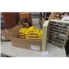 Image 1 : 12" x 18" x 8" Metal Locking Storage Cabinet and 16 Yellow 4" x 5" x 3" Stackable Storage Bins.