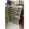 Image 2 : 12" x 18" x 8" Metal Locking Storage Cabinet and 16 Yellow 4" x 5" x 3" Stackable Storage Bins.