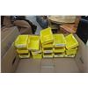 Image 4 : 12" x 18" x 8" Metal Locking Storage Cabinet and 16 Yellow 4" x 5" x 3" Stackable Storage Bins.