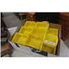 Image 2 : 15 Yellow 4" x 5" x 3" Stackable Storage Bins, 4 Metal Cases, Trouble Light and 3 Oil Cans.