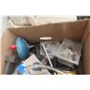 Image 2 : Large Box Miscellaneous Items Including Glue Gun, Plumber's Snakes, Air Pressure Gauge and Measurin
